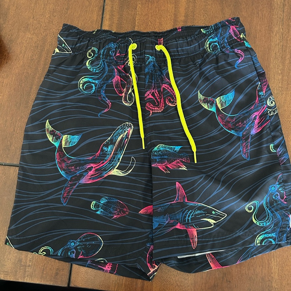 Colorful Shark and Octopus Swim Shorts